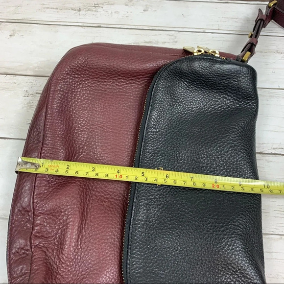 Fossil All Leather Crossbody Messenger Bag Flap Zip Around Expandable Colorblock - Picture 10 of 14